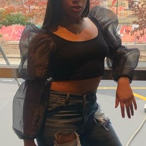 Black Sheer Chop Top